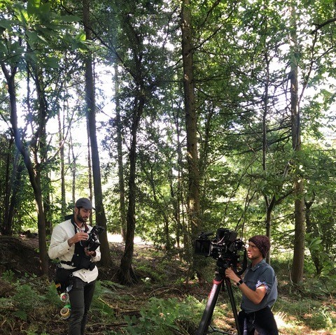 Two filmmakers at work in the Forest of Dean